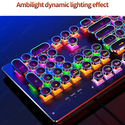 NNEOBA Retro Punk Mechanical Gaming Keyboard RGB Backlit